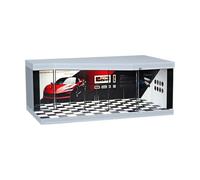 Milageto Molde de Garaje para Coches a Escala 1:64 con Fondo de Diorama de Sala de exposiciones LED, coleccionables para Coches fundidos a presión, Cuadrícula en Blanco Y Negro