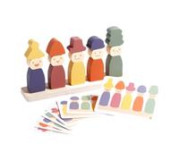 Milageto Muñecos de Madera con Clavijas, Juguetes para clasificar Colores y apilar, Que desarrollan motricidad Fina, Regalo portátil, Juego de