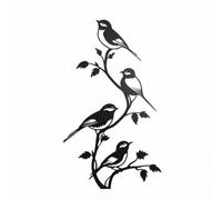 Milageto Obra de Arte de Pared Montada Decoración de Pared Aves Hojas Hierro Metal Silueta con Acabado Mate Estructura Abierta Adecuada para Sala de