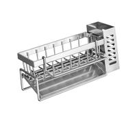 Milageto Organizador de drenaje para fregadero de cocina, soporte para esponja, accesorio para utensilios de cocina, práctico escurridor, organizador