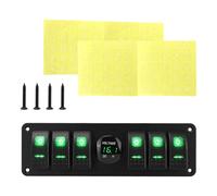 Milageto Panel de interruptores basculantes de 6 Posiciones, Panel de interruptores de Palanca, fácil de Instalar, versátil, Resistente al Agua, voltímetro, Verde