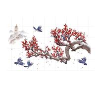 Milageto Pegatinas de Pared de Flores de Ciruelo, decoración del hogar, murales, calcomanía de Pared de Fondo, Pintura de Tinta de Estilo Chino para Fondo de