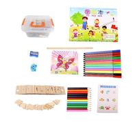 Milageto Plantillas de Dibujo de Madera para Niños, Kit de Dibujo de Plantilla de Madera, Manualidades, Juguete Educativo Reutilizable, Plantillas de Pintura D, 56 Plantillas de Madera