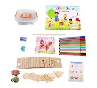 Milageto Plantillas de Dibujo de Madera para Niños, Kit de Dibujo de Plantilla de Madera, Manualidades, Juguete Educativo Reutilizable, Plantillas de Pintura D, 24 Plantillas de Madera