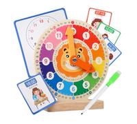 Milageto Reloj analógico de Madera para enseñar, Juguete sensorial para Decir Hora, portátil, Herramienta educativa para niños y niñas.