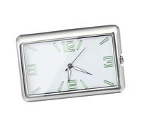 Milageto Reloj Autoadhesivo para El Salpicadero del Coche, Diseño Rectangular, Analógico Y Luminoso, Plata Horizontal