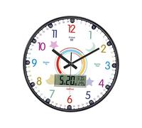 Milageto Reloj de Pared para niños de 30 cm, sin, Multicolor, silencioso, Ideal para habitación de los niños, el Aula, Escuela y Sala de, Style D