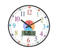 Milageto Reloj de Pared para niños de 30 cm, sin, Multicolor, silencioso, Ideal para habitación de los niños, el Aula, Escuela y Sala de, Style B