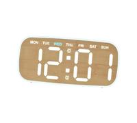 Milageto Reloj Despertador Digital LED de Mesa, Minimalista, práctico, con Ajustable y Calendario para de Noche, Dormitorio o, Color Madera