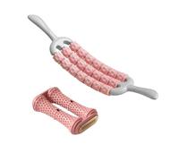 Milageto Rodillo de Masaje Manual con Doble Rueda para pies, Ideal para Interiores, gimnasios, Hombros, Muslos y Fitness, Rosa