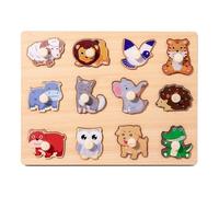 Milageto Rompecabezas de Madera con Clavijas, Juguete Educativo de Aprendizaje, Tablero de combinación de Formas y Colores cognitivos, Rompecabezas de, Animal