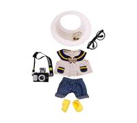 Milageto Ropa de muñeca de Peluche con Sombrero y Gafas, Accesorios Decorativos y cómodos para muñecas, Cámara Negra