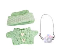Milageto Ropa para muñecas en Miniatura, Traje, Juguetes Hechos a Mano, suéter Suave y Sombrero, para muñecas de 15 cm/17 cm, Suministros de Cosplay, Verde