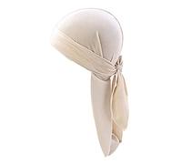 Milageto Sombrero de Bandana de Terciopelo Sólido para Hombres Transpirables Gorra de Turbante Durag Headwear - Beige, tal como se describe
