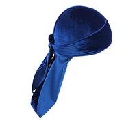Milageto Sombrero de Bandana de Terciopelo Sólido para Hombres Transpirables Gorra de Turbante Durag Headwear - azul real, tal como se describe