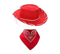 Milageto Sombrero de vaquero para niños y pandana gracioso sombrero de fiesta para vestir vestido vaquero, Rojo