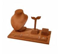 Milageto Soporte para Joyas Organizador Expositor Exhibidor Portajoyas con Diseño Escalonado para Comparar Conjuntos y Atraer Miradas Superficie Aterciopelada, Brown