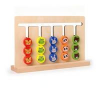Milageto Tablero Razonamiento Madera Pensamiento, Tablero De Ajedrez De Cinco Colores Grande Doble Cara/Colores + Animales/20 Tarjetas De Doble Cara
