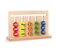 Milageto Tablero Razonamiento Madera Pensamiento, Tablero De Ajedrez De Cinco Colores Grande Doble Cara/Colores + Vehículos/20 Tarjetas De Doble Cara