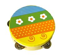 Milageto Tambor Infantil Tambor de Mano Percusión de Madera Tambor de Campana Manual Instrumento Musical Adecuado para Sesiones de Canto Ensayos Corales, Flor, 15cm