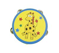 Milageto Tambor Infantil Tambor de Mano Percusión de Madera Tambor de Campana Manual Instrumento Musical Adecuado para Sesiones de Canto Ensayos Corales, Jirafa Amarilla, 15cm