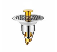 Milageto Tapón de Desagüe de Lavabo Sumidero Filtro Válvula Drenaje y Bloqueo de Suciedad Núcleo Metálico Pulsador de Cambio Entre Retención y, Dorado