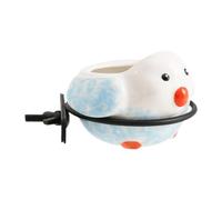 Milageto Tazón de alimentación de Aves, tazón de Agua de Comida con nueces de ala, Copa de Plato de alimentación de pájaros de cerámica para de maca, Azul