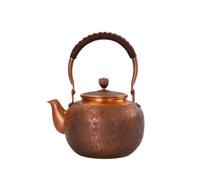 Milageto Tetera de Cobre Puro Tetera Hervidor Jarra Caldera con Tapa de Botón y Fino Antigoteo Mango Arqueado Cómodo Superficie Texturizada Apto para Té Suelto, 1300, Textura De Piedra