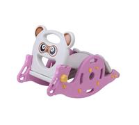 Milageto Tobogán 3 en 1 para bebés, Juguete mecedor, Parque de Juegos Plegable para niños años, tobogán Resistente para niños con aro de Baloncesto, Rosa