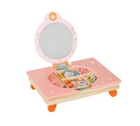 Milageto Tocador Infantil de Juego con Espejo Tocador Tocador de Juguete Tocador para Niños Madera Duradera con Base Baja Abierta y Interior Dividido Adecuado