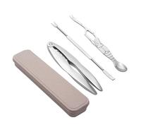 Milageto Utensilios para Cangrejo Set de Pinza Rompecarcasas Tenedor Sacamechas Estuche Portátil Material Acero Inoxidable, Style to 1