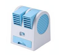 Milageto Ventilador Usb de Escritorio con Enfriamiento Rápido por Dos Salidas de Aire Cajón Incorporado de Agua Operación Silenciosa Uso Portátil Bajo Consumo, Azul, Recargable 4-Velocidades