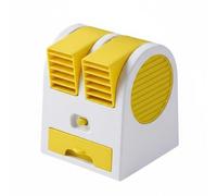 Milageto Ventilador Usb de Escritorio con Enfriamiento Rápido por Dos Salidas de Aire Cajón Incorporado de Agua Operación Silenciosa Uso Portátil Bajo Consumo, Amarillo, Recargable 4-Velocidades