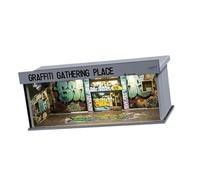 Milageto Vitrina de Coche Diorama 1/64, Caja de Almacenamiento con luz, Paisaje de estacionamiento, decoración del hogar, minimodelo de automóvil, Garaje para