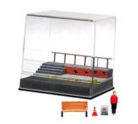 Milageto Vitrina de exhibición para maquetas de vehículos a Escala 1:64, Diorama, Escena de escaleras de Parque, Escena de estacionamiento DIY para Figuras