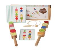 Milageto Wooden Beads Mastery Kit Juego Educativo con Bloques para Ensartar Cuentas de Madera Entrenamiento de Motricidad Fina Juego de para Niños