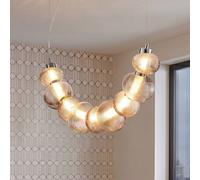 Milagro Lighting Lámpara colgante LED Bolla, cromada/gris humo, cristal, longitud 79,5 cm