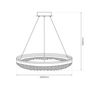 Milagro Lighting Lámpara colgante LED Preciosa, dorada/cristal, acrílico, Ø 60 cm