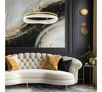 Milagro Lighting Lámpara colgante LED Preciosa, dorada/cristal, acrílico, Ø 60 cm True