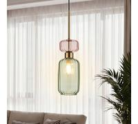 Milagro Lighting Lámpara colgante Molly, verde/dorado, 1 luz, cristal, Ø 12 cm