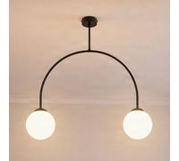 Milagro Lighting Plafón Archie, negro, longitud 68 cm, metal, 2 luces.