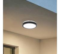 Milagro Lighting Plafón LED Vera, negro, plástico, Ø 22 cm, IP65 True