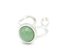 Milagros Minerales Anillo ajustable de acero inoxidable y piedra natural, Une taille, acero inoxidable y piedra natural, Piedra natural