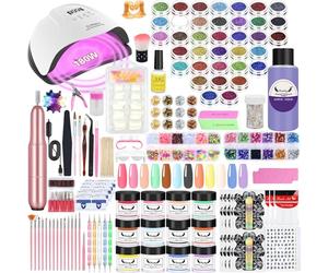 Milai Kit Uñas Semipermanentes Con Lámpara UV/LED 180W, 12 Colores Acrílicas, Extensión Para Principiantes, Esmalte Gel