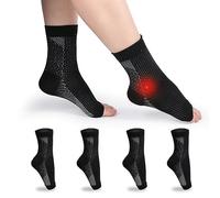 MILAIUN 4 pares de calcetines para fascitis plantar, calcetines de compresión, tobillera para hombre y mujer, calcetines de compresión para artritis, esguinces de tobillo, deportes (negro, M)