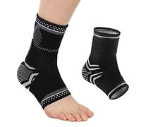 MILAIUN Tobillera para Esguince, 2pcs Tobilleras con Encintado, Protección, Estabilizadora, Soporte Tobillo Para Deportiva, Esguince, Fascitis Plantar.(Negro-L)