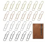 MILAKE 24 clips de metal para cuaderno, soportes para bolígrafos con clip de papel en oro para cuadernos, soporte duradero para diarios, planificadores, oficina, clips para lápices para estudiantes