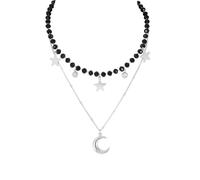 MILAKOO Black Crystal Necklace Gothic Lyered Choker für Frauen Dangling Disc Choker Adjustable Summer Party Jewerly, Zinc, No es una piedra preciosa