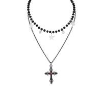 MILAKOO Black Crystal Necklace Gothic Lyered Choker für Frauen Dangling Disc Choker Adjustable Summer Party Jewerly, Zinc, No es una piedra preciosa