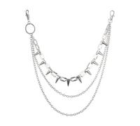 Milakoo Cadena de pantalones punk, hip hop, cadenas de bolsillo, estilo gótico, motociclista, accesorios, Plata - Remaches de 3 capas, talla única